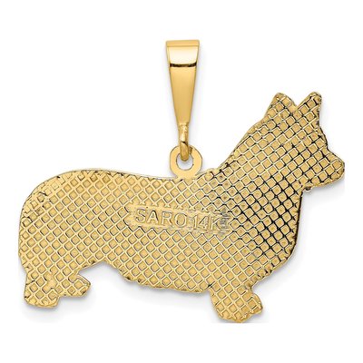 14K Yellow Gold Textured Welsh Corgi Pendant – view 4