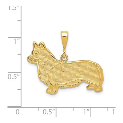 14K Yellow Gold Textured Welsh Corgi Pendant – view 5