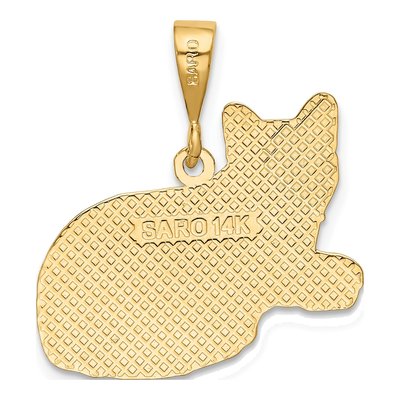 14K Yellow Gold Russian Blue Cat Pendant – view 4