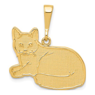 14K Yellow Gold Russian Blue Cat Pendant