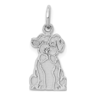 14K White Gold Puppy Pendant