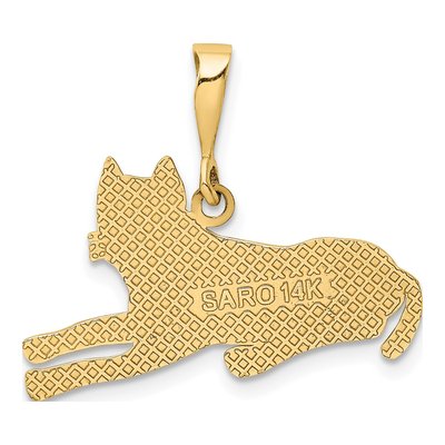 14K Yellow Gold Textured Pit Bull Dog Pendant – view 4
