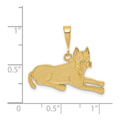 14K Yellow Gold Textured Pit Bull Dog Pendant – view 5