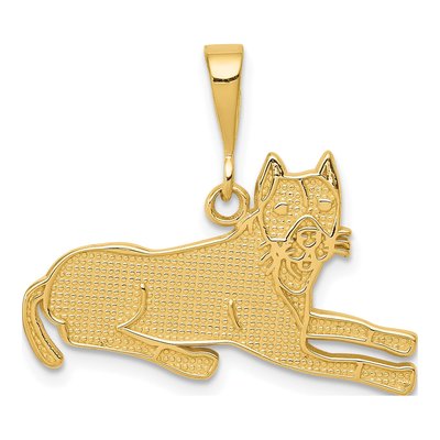 14K Yellow Gold Textured Pit Bull Dog Pendant