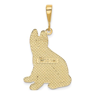 14K Yellow Gold Textured German Shepherd Pendant – view 4