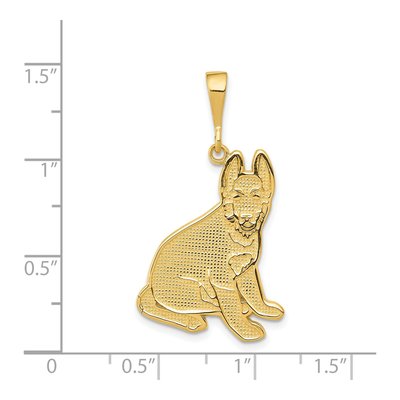 14K Yellow Gold Textured German Shepherd Pendant – view 5