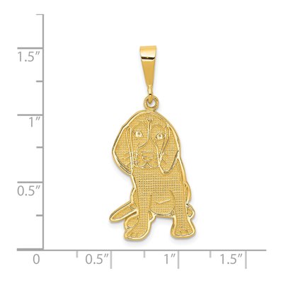 14K Yellow Gold Textured Beagle Dog Pendant – view 5