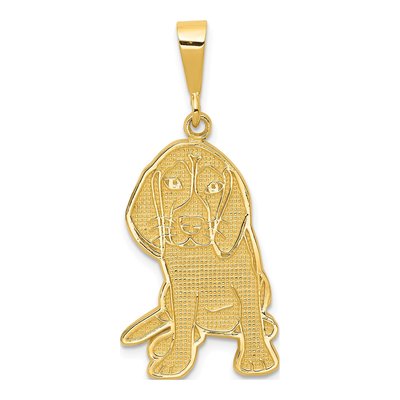 14K Yellow Gold Textured Beagle Dog Pendant