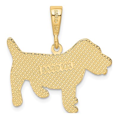 14K Yellow Gold Textured Jack Russell Terrier Pendant – view 4
