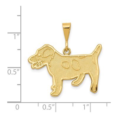 14K Yellow Gold Textured Jack Russell Terrier Pendant – view 5