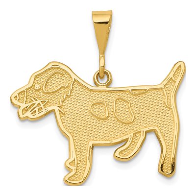 14K Yellow Gold Textured Jack Russell Terrier Pendant