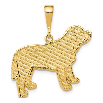 14K Yellow Gold Textured Labrador Dog Pendant