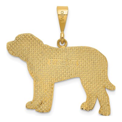 14K Yellow Gold Textured Mastiff Dog Pendant – view 4