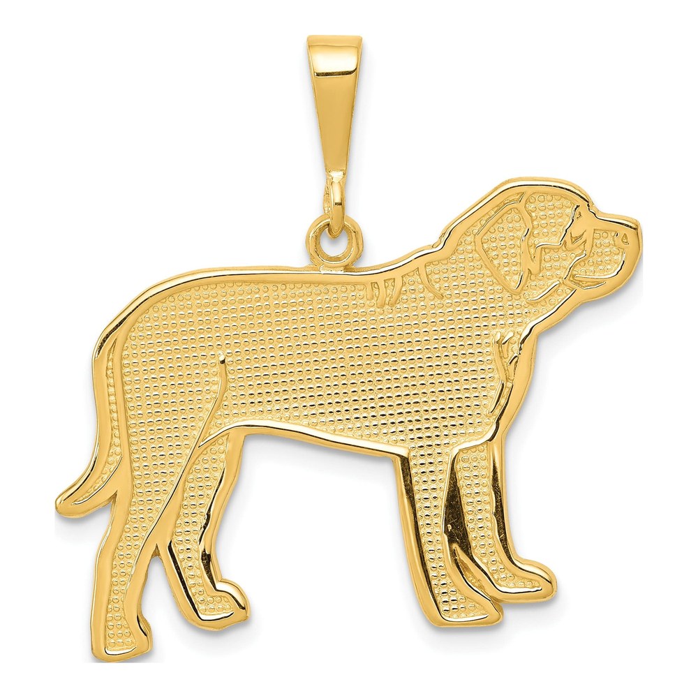 14K Yellow Gold Textured Mastiff Dog Pendant