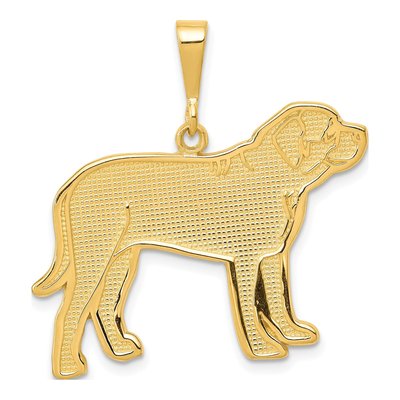 14K Yellow Gold Textured Mastiff Dog Pendant