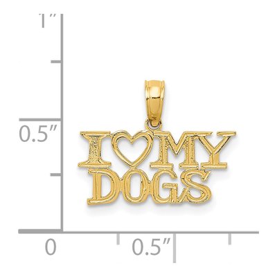 14K Yellow Gold I Heart My Dogs Pendant – view 5