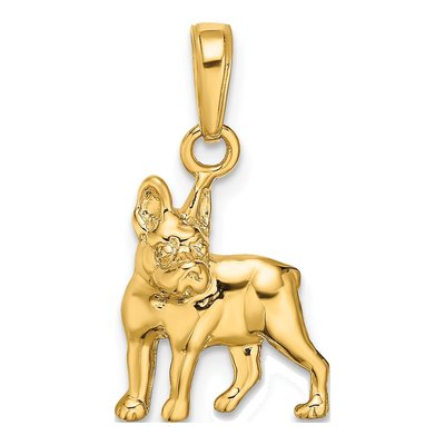 14K Yellow Gold Boston Terrier Dog Pendant