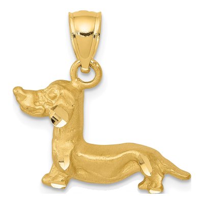 14K Yellow Gold Dachshund Dog Pendant