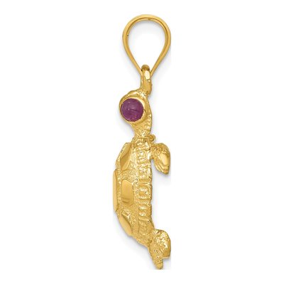 14K Yellow Gold Ruby Turtle Pendant – view 3