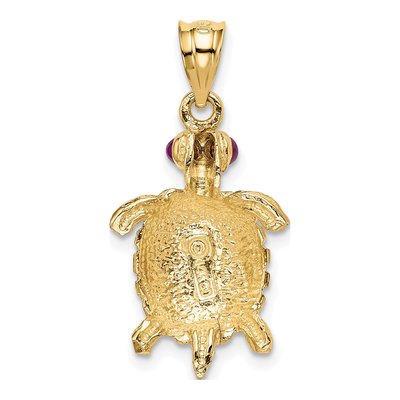 14K Yellow Gold Ruby Turtle Pendant – view 4