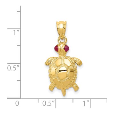14K Yellow Gold Ruby Turtle Pendant – view 5