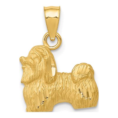 14K Yellow Gold Shih Tzu Dog Pendant