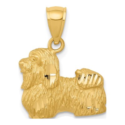 14K Yellow Gold Shih Tzu Dog Pendant