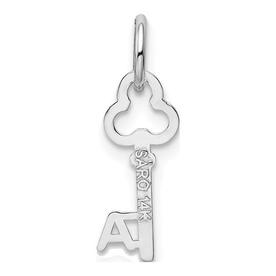 14K White Gold Key Letter A Charm – view 4