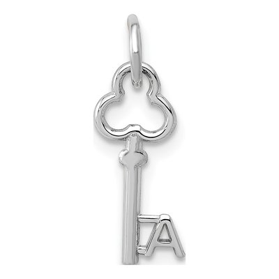 14K White Gold Key Letter A Charm