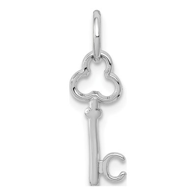 14K White Gold Key Letter C Charm