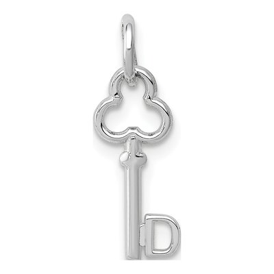 14K White Gold Key Letter D Charm
