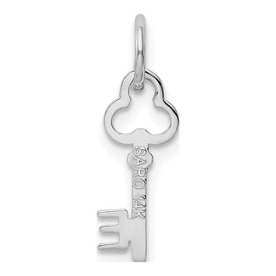 14K White Gold Key Letter E Charm – view 5