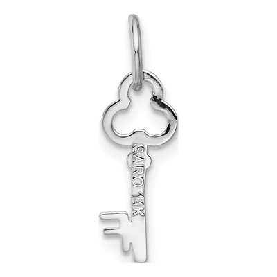 14K White Gold Key Letter F Pendant – view 5
