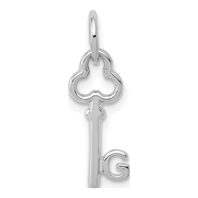 14K White Gold Key Letter G Pendant