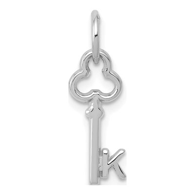 14K White Gold Key Letter K Charm