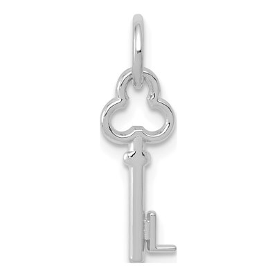 14K White Gold Key Letter L Charm