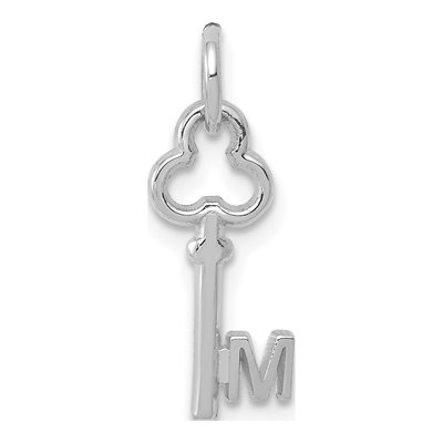 14K White Gold Key Letter M Charm