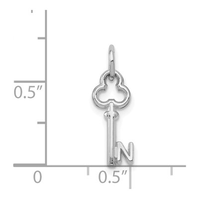 14K White Gold Key Letter N Charm – view 4