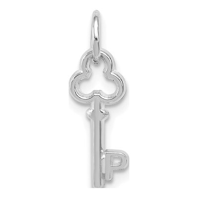 14K White Gold Key Letter P Charm