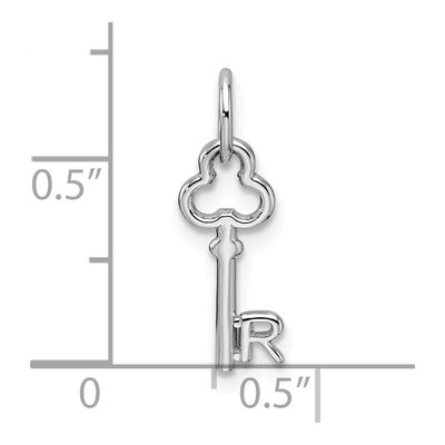 14K White Gold Key Letter R Charm – view 4