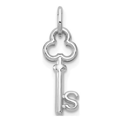 14K White Gold Key Letter S Charm