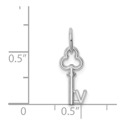 14K White Gold Key Letter V Charm – view 4