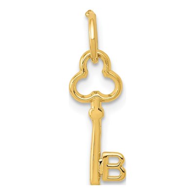 14K Yellow Gold Key Letter B Charm