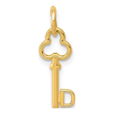 14K Yellow Gold Key Letter D Charm