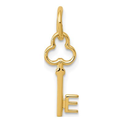 14K Yellow Gold Key Letter E Charm
