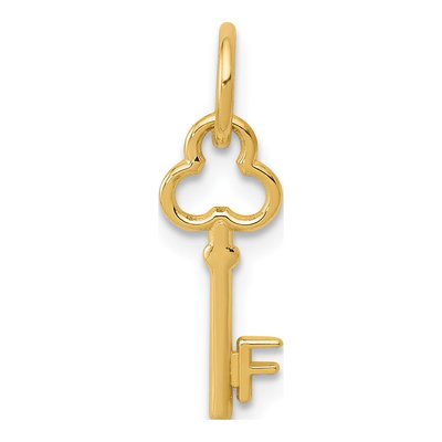 14K Yellow Gold Key Letter F Charm