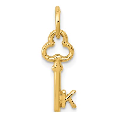 14K Yellow Gold Key Letter K Charm