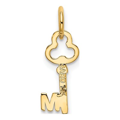 14K Yellow Gold Key Letter M Pendant – view 4