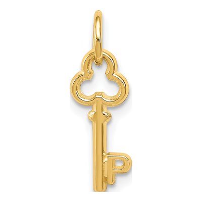 14K Yellow Gold Key Letter P Charm