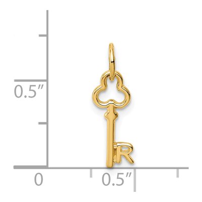 14K Yellow Gold Key Letter R Charm – view 4